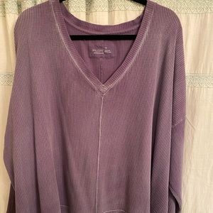Anthropologie waffle thermal v neck top